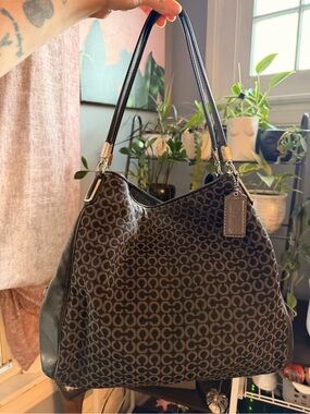Coach Madison Op Art Needlepoint Phoebe Shoulder Bag